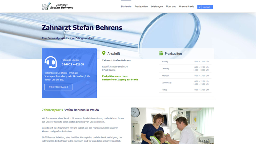 Relaunch Webdesign Referenz Zahnarzt Behrens Weida