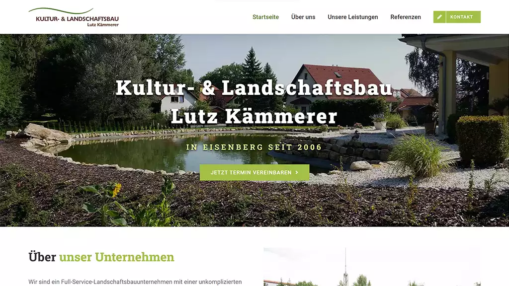 Screenshot Webdesign lk-kl.de. Kultur und Landschaftsbau Eisenberg